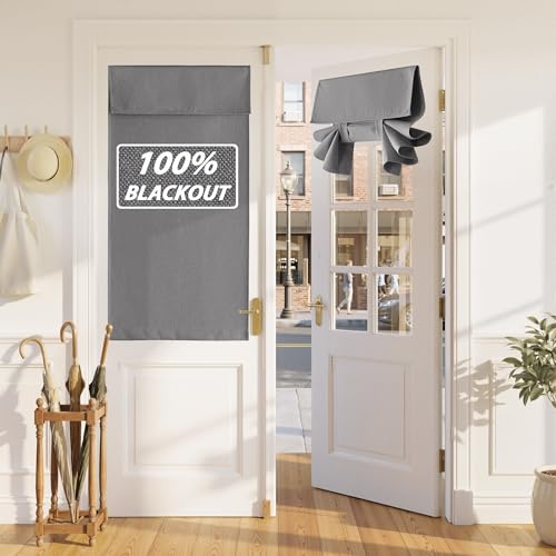 RYB HOME 100% Blackout Linen Door Window Curtains for French