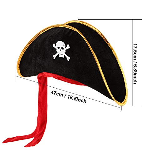 4 Pieces Halloween Pirate Hat Skull Print Pirate Captain Costume Hat For Halloween Masquerade Party Cosplay Hat Prop Decoration #TOP1