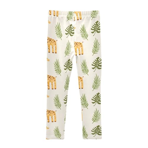 Girls' Leggings Cute Giraffes Tropical Leaves Kids Yoga Tights Pants 1 Pack 208617282
