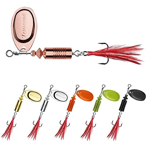 TRUSCEND Fishing Spinner Lures Spinnerbaits Jigging Lures for Pike Mackerel Cod Trout Perch Bass Lures Sea Fishing Accessories Multi-Function Metal Blade Baits Surf Fishing Lure with Tail Spinners
