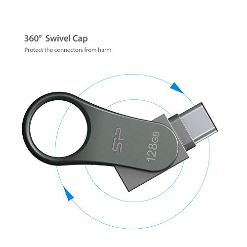 Image of SP Silicon Power 64GB Dual USB Type C USB-A Flash Drive, Metal Casing with Keychain Hole Key Ring, USB 3.2 Gen 1 USB 3.0 OTG Type-C Type-A, Thumb Drive Pen Drive Memory Stick, Mobile C80 Series