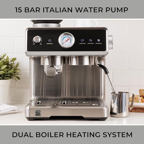 Kenmore Espresso Machine - Automatic Coffee Maker With Auto Tamper, Auto Cleaning, Milk Steamer & Frother, Bean Grinder, Make Professional Barista Style Cappuccino, Latte, Stainless Steel - Image 8