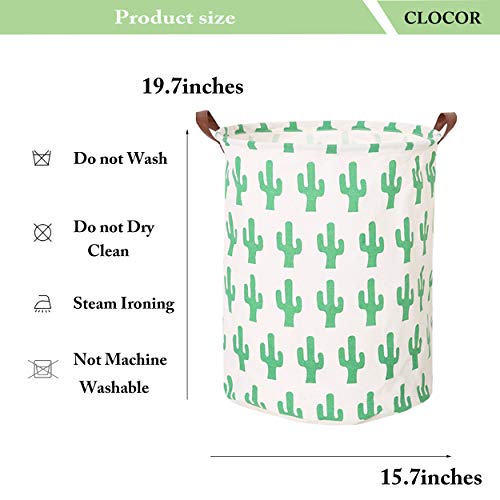 CLOCOR Large Round Storage Bin Collapsible Cactus Storage Basket Clothes Laundry Hamper Toy Bins Gift Baskets (Cactus)