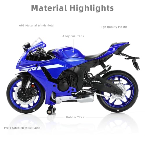 image for Risopen 1:12 Motorcycle Model Toy for Yamaha YZF-R1 1000R Metal Die-ca
