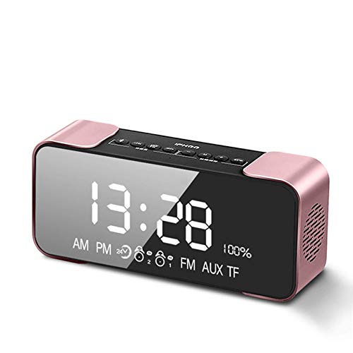 Lautsprecher Bluetooth 5.0 Lautsprecher Tragbare drahtlose Lautsprecher Bass LED Wecker TF-Karte FM drahtloser Lautsprecher, A.