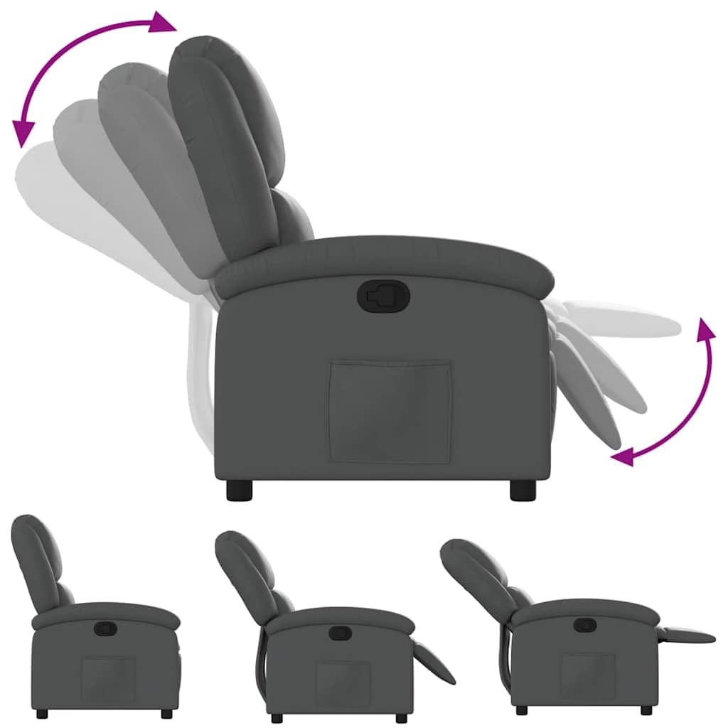 Fauteuil de relaxation manuel en cuir synthétique Gris