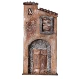 Holyart Miniatur-Verkaufsstände, Häuser und -Brunnen für Krippen: Hausfassade mit Tor und Bogen 37x18x3cm für Krippen von 10cm