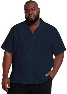 Big and Tall Guayabera Shirt for Men – Cuban Short Sleeve Button Up Summer Office & Beach Dress Shirt