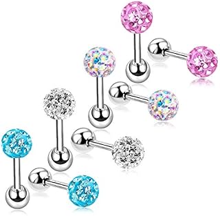 18G Stud Earrings Set for Women Girls Sensitive Ears with Screw on Backs