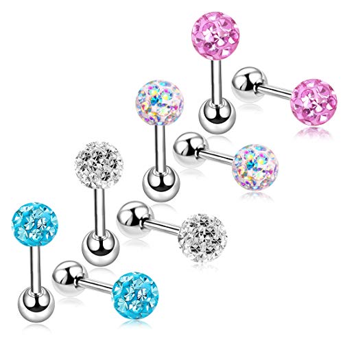 20G Earrings with Screw on Backs for Toddlers Teen Girls Hypoallergenic Stud Earring Twist Back Set babies Women Sensitive Ears Tragus Cartilage Fashion Jewelry ZHIYAOR