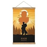 BAWUTZ Kazekage Gaara Anime Frame Scroll Poster Wall Hanging Decor Paintings Wood Frame Kit Hanger for Living Room Bedroom Decoration