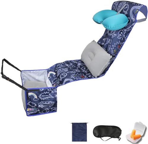 ポータブル飛行機フットレスト、インフレータブルU字型枕、腰枕、フットクッション、旅行用ベッド飛行機フットレストシートエクステンダー付き子供用,B