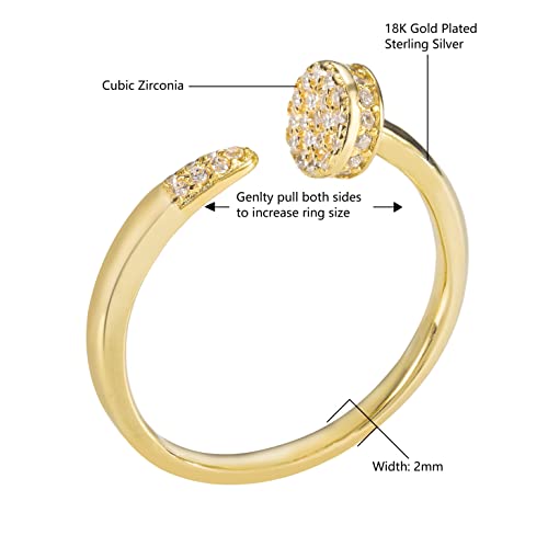 Aloha Jewelry Company 18K Gold Plated Sterling Silver Pave Open Circle Ring Stackable Wedding Band with Cubic Zirconia3