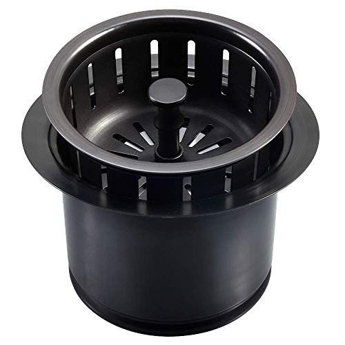 Kitchen Extended Garbage Disposal Flange Strainer Stainless Steel Flange Kit with Basket Strainer and Drain Stopper For 3 1/2 Inch Standard Sink Drain, Deep Sink Flange for Disposer, ORB Brushed