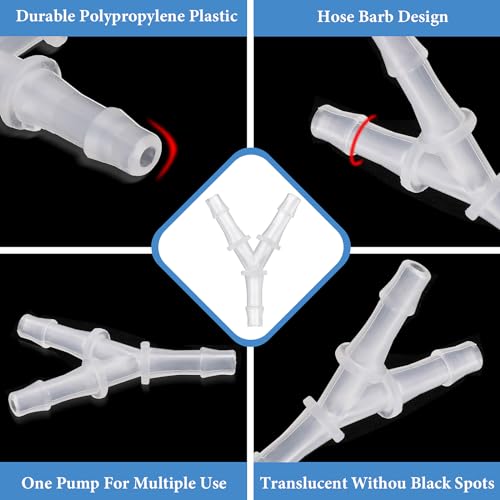 GEEHUA 4 Stück Aquarium Luftpumpen Anschlüsse, Aquarium Y-förmige 3-Wege-Kunststoffschlauchverbindung, 3 Wege Rohrverbinder aus Polypropylen für 3/16 Zoll Luftleitung