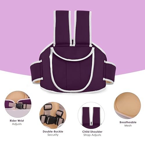 Image of BabyGo Kids Safety Belt for Two Wheeler with Reflective Strips, Portable Baby Safety Belt for 2 Wheeler| Double Buckles for Extra Safety for Kids (Purple)