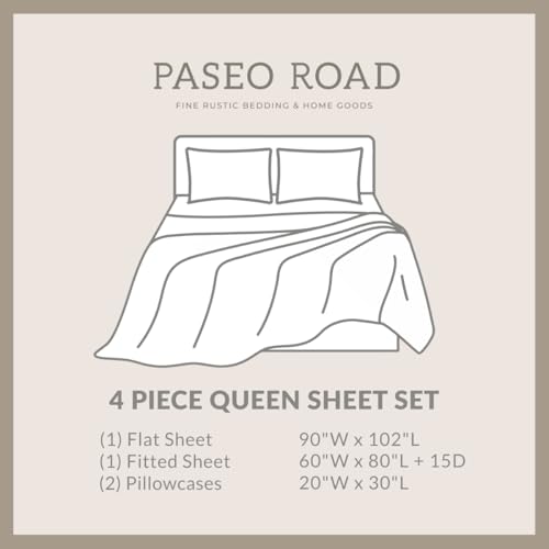 Image of Paseo Road Ranch Life 4 Piece Queen Green White Western Bed Sheet Set,