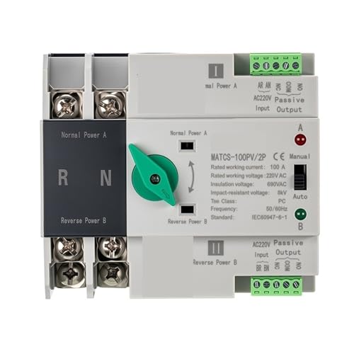 Commutateur de transfert automatique MATCS-100PV 100A, basculement double alimentation rail DIN