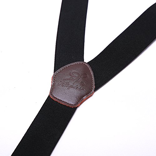 KANGDAI Bretelles Homme Larges 6 clips Brace Men Y Retour Suspensions ajustables ¨¦lastiques et durables Clips en m¨¦tal fort (Noir) - Image 4