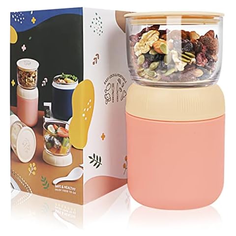 UHAPEER Insulated Yogurt Container, Leakproof Breakfast Cereal Cup, Breakfast on The Go Cup with Lid and Spoon, Portable Overnight Oats Container Cover
