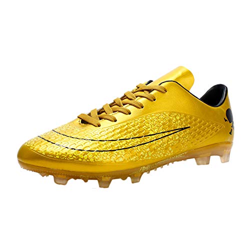 Ifans Men Athletic Outdoor/Indoor Comfortable Soccer Shoes Boys Football Student Cleats Sneaker Shoes Gold #TOP3