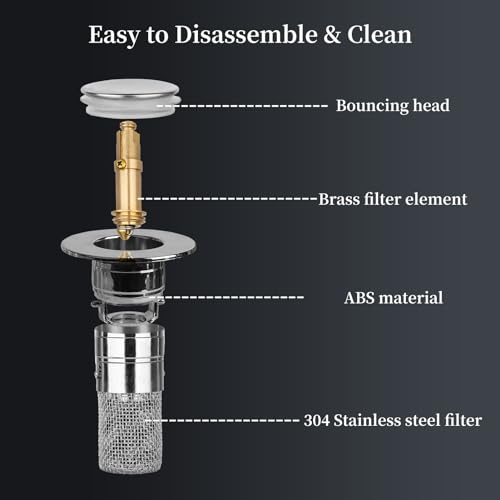 2 PCS Bathroom Sink Stopper Hair Catcher, Bathroom Sink Drain Strainer, Pop Up Sink Drain Filter with Removable Stainless Steel Filter Basket Hair Catcher for US Bathroom Sink Stopper Replacement - Thumbnail 5