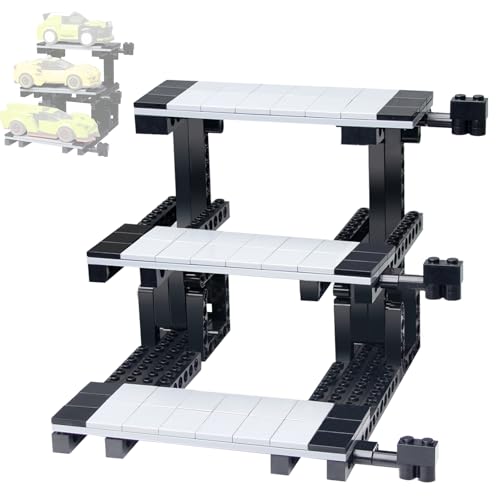 3-Tier Car Display Stand - Compatible with Lego Speed Champions Sets, 1-Piece Multi-Level Building Brick Display Case for Model Cars (Vehicles Not Included)