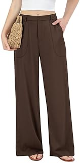 JEKAOYI Womens Cotton Linen Pants Wide Leg Casual Pull On Trousers