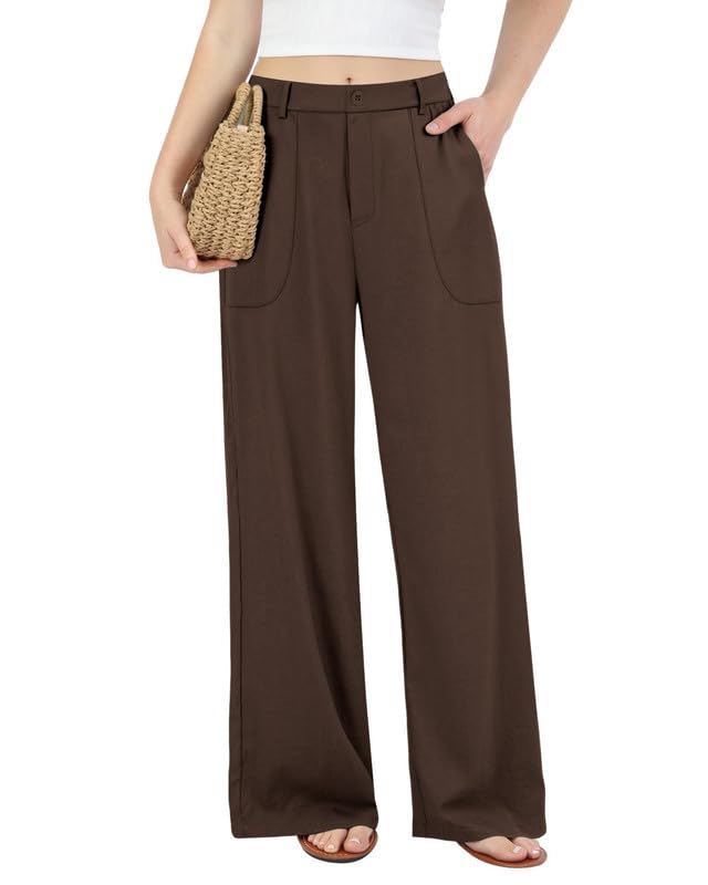 Brown Wide-Leg Cotton Trousers