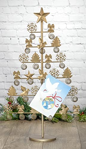 Red Co. 27.5" Tall Decorative Christmas Tree Card & Photo Holder Tabletop Display Rack Ornament in Bronze Finish - Thumbnail 3