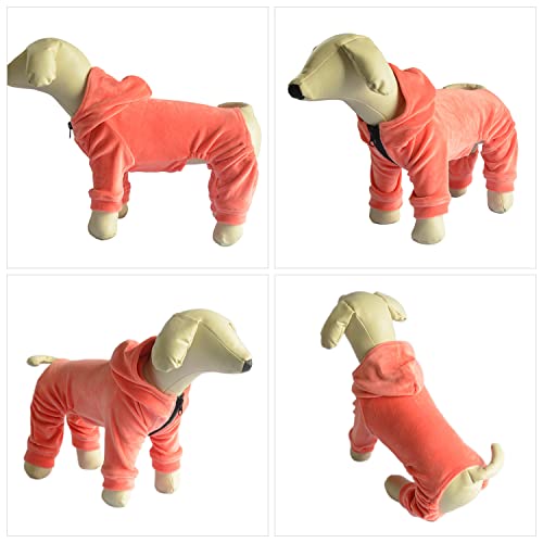Dog Pajamas Pet Jumpsuits Pjs For All Seasons, Velvet Dog Hoodies 4 Legs Four Feet Dog Onesies Stylish Pjs Puppy Costume Cotton Liner Warm Pet Clothes For Small Medium Large Dogs Lobster Pink Xs #TOP5