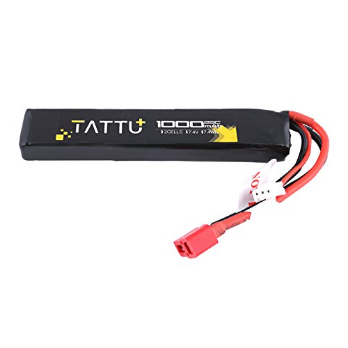 TATTU 7.4V Airsoft LiPO Battery with Deans Connector, 1000mAh 25C 2S Battery Pack