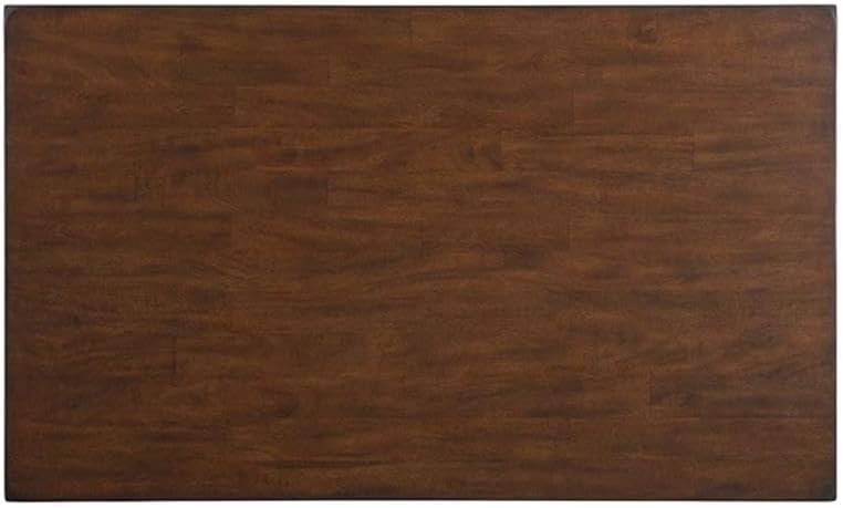 Bowery Hill 7 Piece Standard Height Dining Set, Cherry Finish, Rectangular Table with 6 Chairs, X-Back Design, Faux Leather Upholstered Seats, Foam Cushion, Chocolate Upholstery, Dining Room Furniture