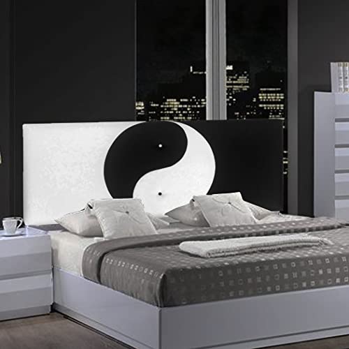 ONEK-DECCO Cabecero de Cama Mod.Ying Yang tapizado en Polipiel,Acolchado de Espuma Varias Medidas y Colores,Cabezal niños,...