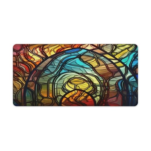 Sous-main de bureau art vitrail tapis de souris XL d'ordinateur portable durable