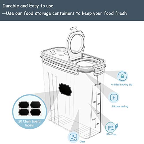 Airtight Food Storage Containers Cereal Container, Blingco Dry Food Storage Containers Kitchen Pantry Organization Storage Set of 6 [2.5L / 85.4oz] for Flour, Sugar, Snack with Khaki Locking Lids - Thumbnail 6