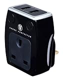 Masterplug Single Socket Surge Protected Power Adaptor with Two USB Charging Poi...