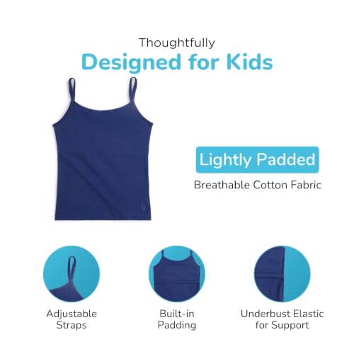 Image of YouGotPlanB Cotton Padded Camisole | Pack of 1 | Ages 8-16 Years | Built-in Light Padding | Full Coverage | Ideal for School