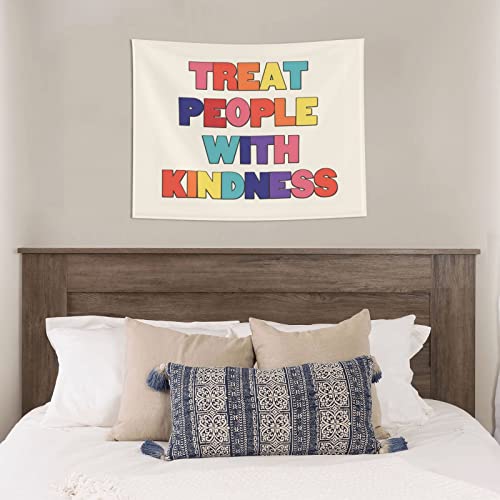 Gowmee Treat People With Kindness Tapestry Preppy Cute Pink Tapestries Aesthetic Wall Hanging Banner For Teen Girl College Dorm Bedroom Living Room Party Decoration 29"X37" #TOP2