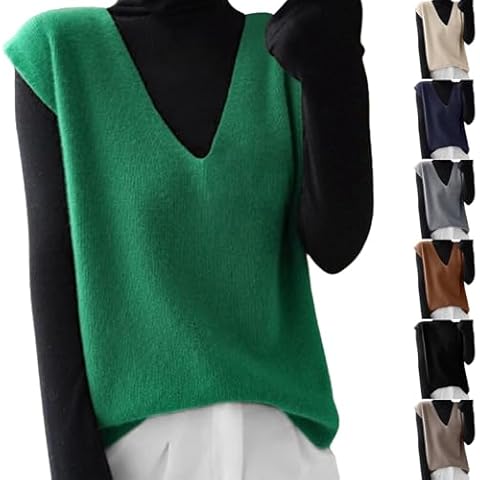 V Neck Sleeveless Knitted Vest for Women Cover