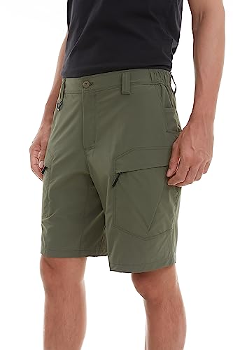 Mens Cargo Hiking Shorts Lightweight Breathable Outdoor Shorts Casual Quick Dry Stretch Shorts (As1, Alpha, M, Regular, Regular, Green) #TOP2