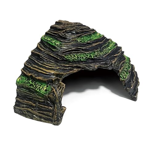 MQHJKAB Reptile Hide Cave and Aquarium Tank Accessories Decorations Hide Cave Resin Climbing Ramp for Geckos Mud Turtles and Fish