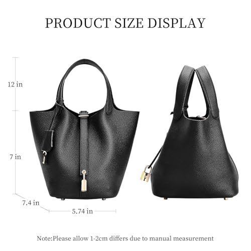 Bolso de cuero genuino estilo bucket para mujer miniatura 6