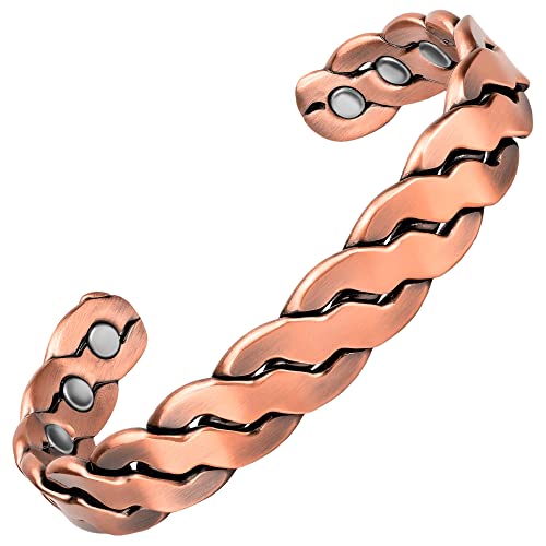 MagnetRX® Reines Kupfer Magnetarmband - Magnetische Kupferarmbänder für Männer - Verstellbarer Armreif Herren + Geschenkbox, Herrenarmband (Kupfer | Medium - Large) Cover