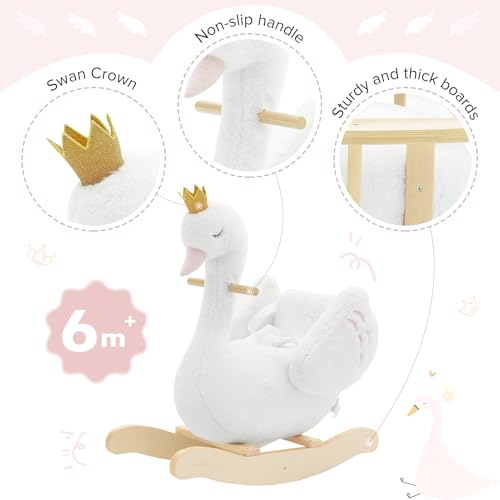 labebe Kids Rocking Horse White Swan, Stuffed Animal Wooden Rocker for Children 6 Months Boys and Girls/Nursery Christmas, Birthday Gift (Rocking Swan) by labebe - Used condition - Image 6