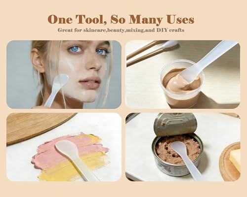 QsQueen 100 PCS Cosmetic Spatulas, 7 Colors – Reusable Hygienic Makeup Scoop for Face Masks, Creams & Skincare, Flexible PP Tool for Mixing, Sampling, DIY, Salon & Travel 4.88'' x 1.06"