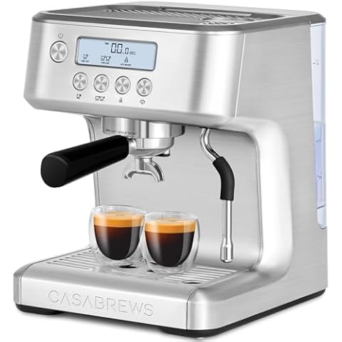 CASABREWS Espresso Machine with LCD Display, Barista Cappuccino Maker with Milk Frother Steam Wand, Professional Latte Coffee Machine with Adjustable Extraction Temperature, Gifts for Dad, Mom Cover