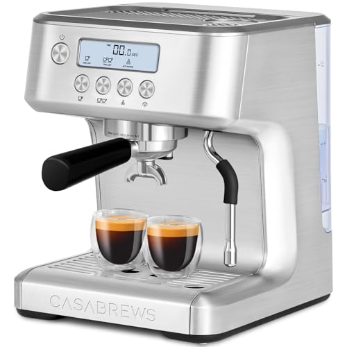 CASABREWS Ultra Espresso Machine with LCD Display, Powerful Milk Frother and Customizable Brewing Temperature, Provides Barista-Level Lattes and Cappuccinos