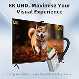 RIIEYOCA 90 stopni lewy kąt HDMI wtyczka HDMI do 90 stopni kąt prawy wtyczka HDMI, 48 Gbps High Speed 2.1 obsługuje 8K 60 Hz, ARC, 3D do DVR, HDTV (1M)