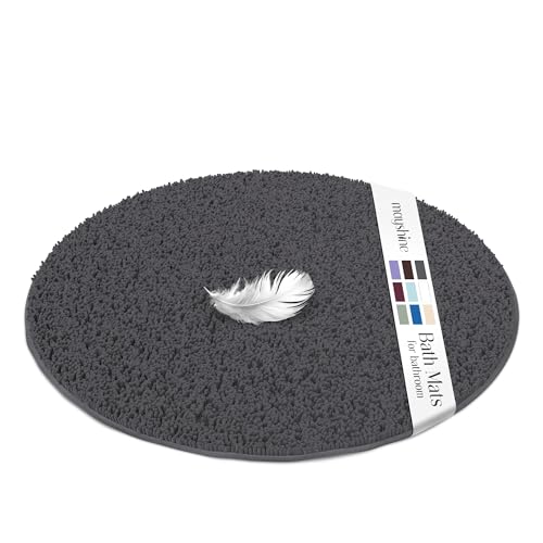 MAYSHINE Round Area Rug Set for Bathroom | Soft Plush Chenille Bath Mat, Water Absorbent Non-Slip Bathroom Rug | Washable Shag Carpet, Bedroom, or Home Décor | 48